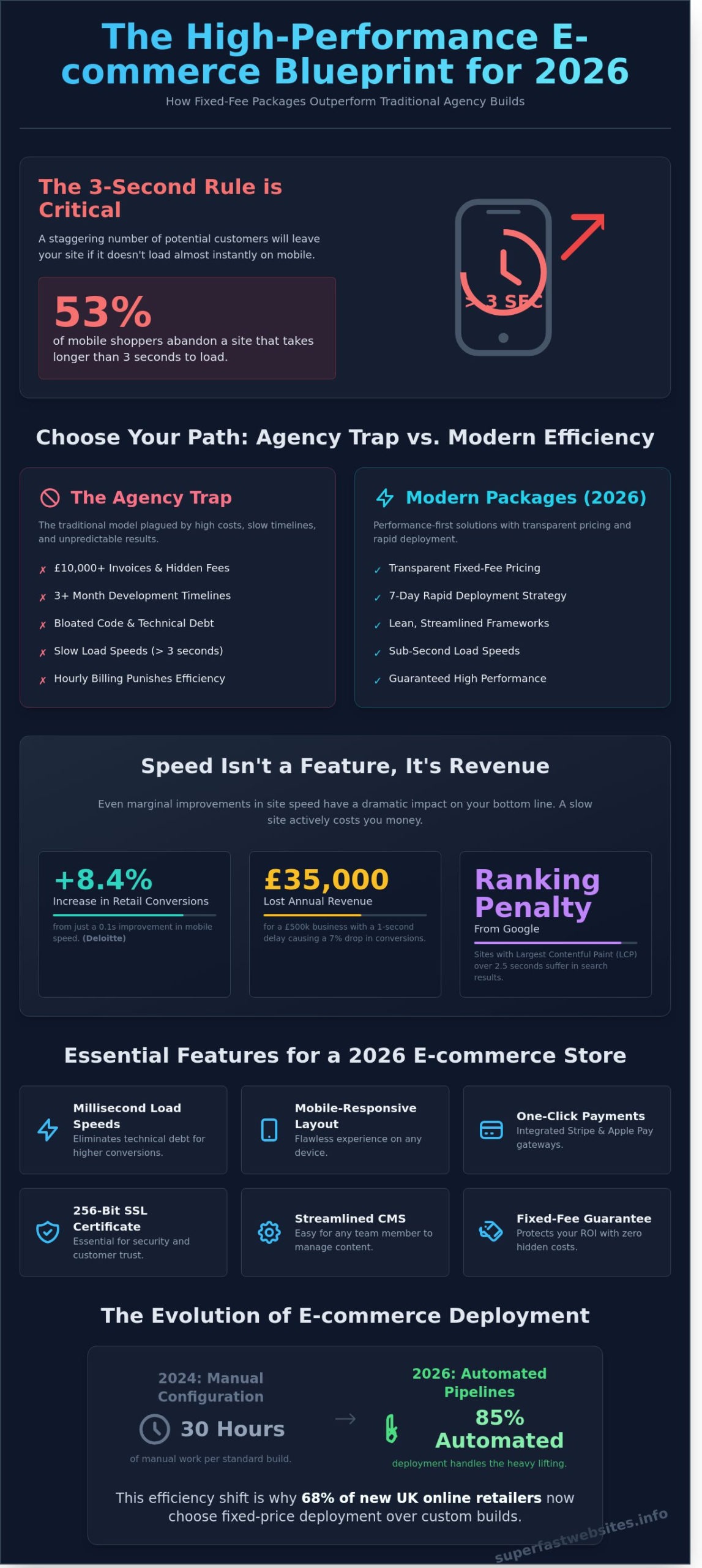 Cheap Ecommerce Website Packages: High-Performance Stores Without the Agency Price Tag - Infographic